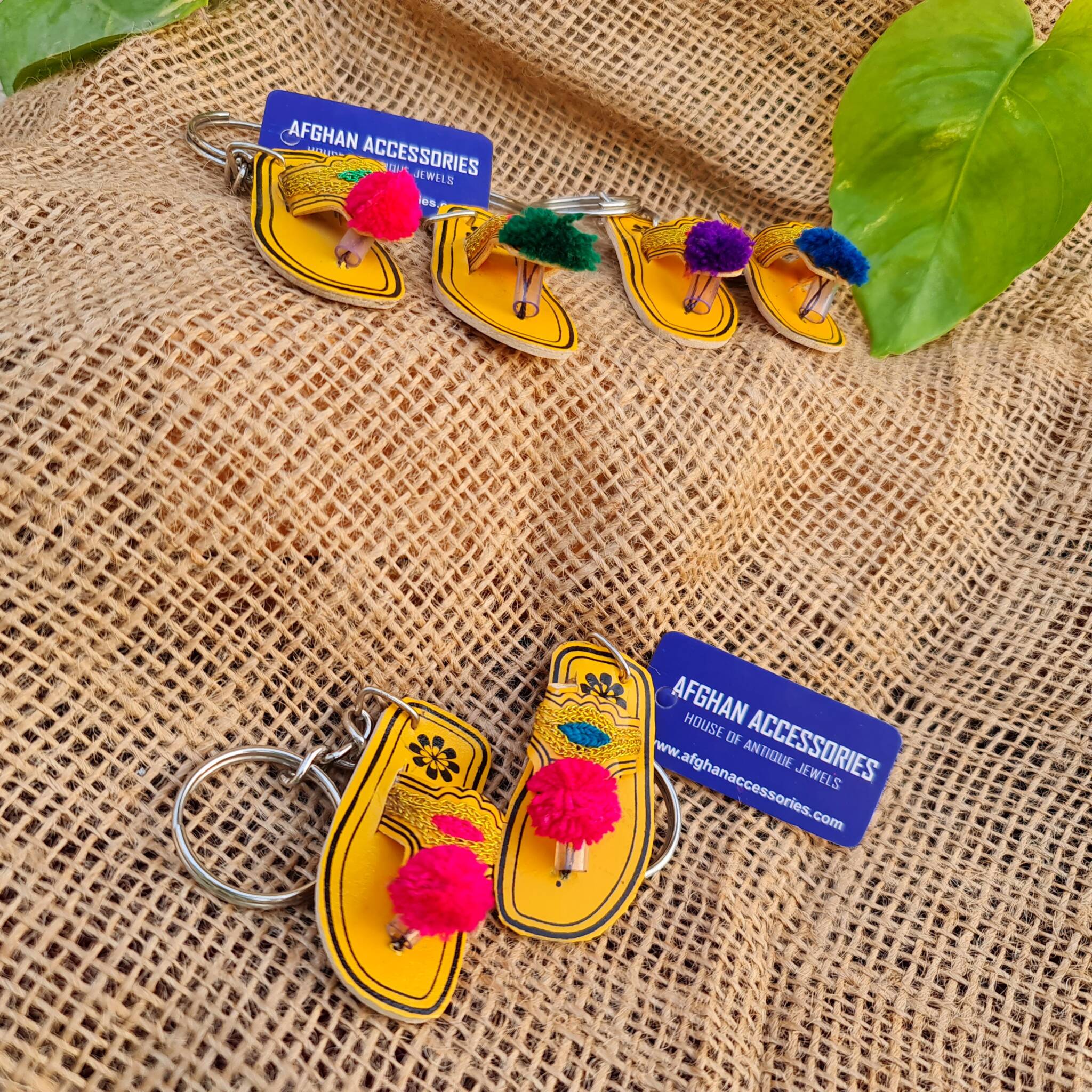 pom pom kolhapuri chappal keychain Afghan Accessories One Stop for