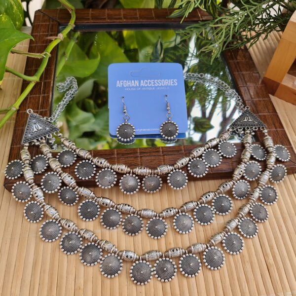 Antique oxidized rajhistani layers necklace set