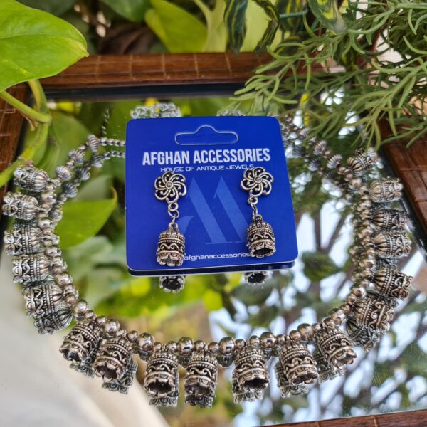 Antique oxidized rajhistani heavy jhumka necklace set