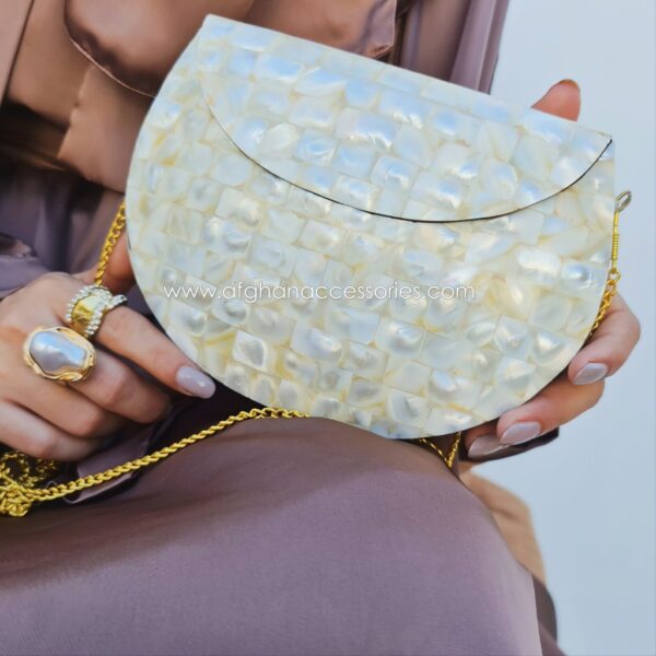 Antique handcrafted premium MOTHER OF PEARL mosaic brass bag