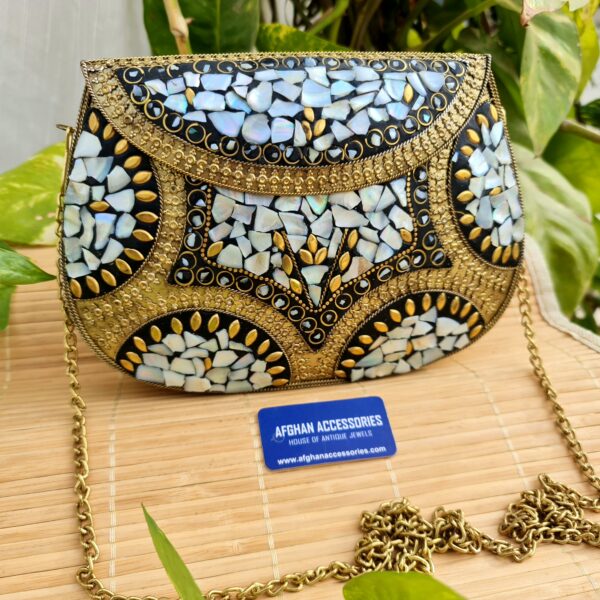 Antique oxidized handcrafted  mosaic brass big bag