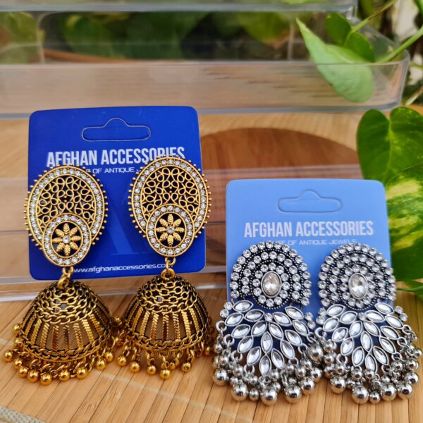 SAVE DEAL naqshi jhumka with sheesha kundan earing