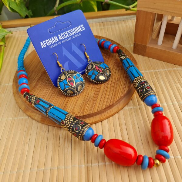 Antique mosaic stone mala set