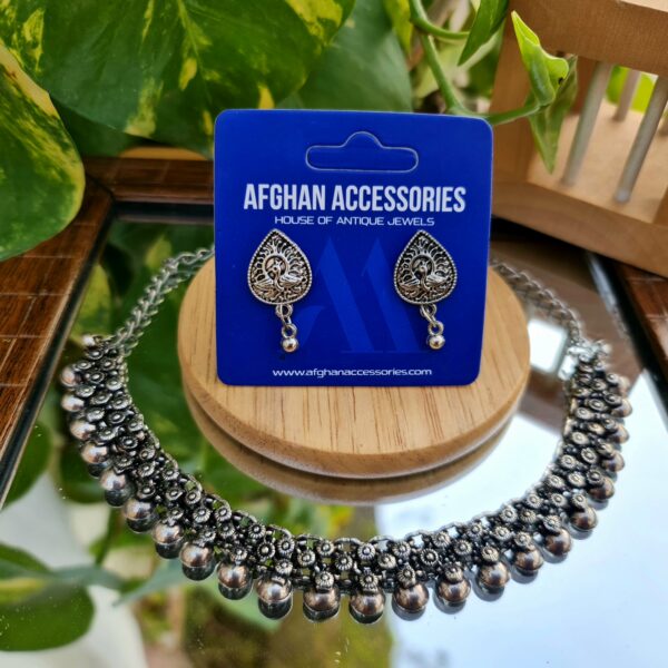 Antique oxidized carved necklace set