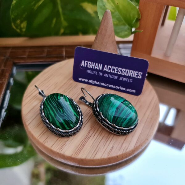 Malachite gemstone studs