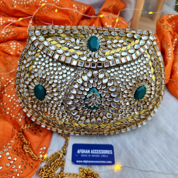Heavy bridal big kundan clutch/bag