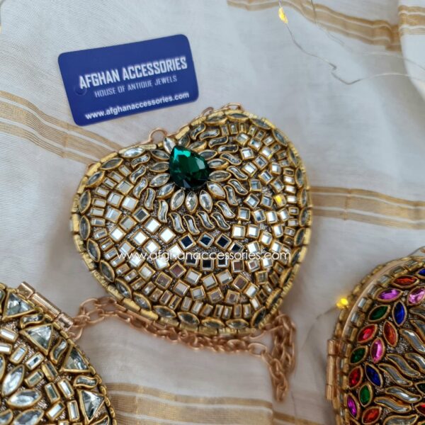 Kundan mini heart clutch/bag