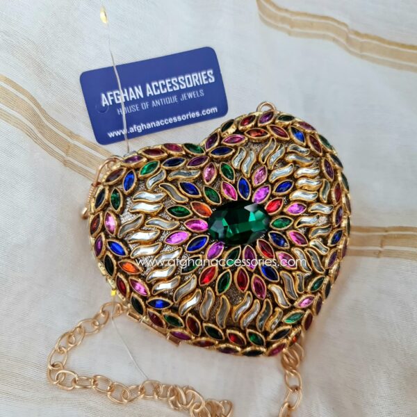Kundan mini heart clutch/bag