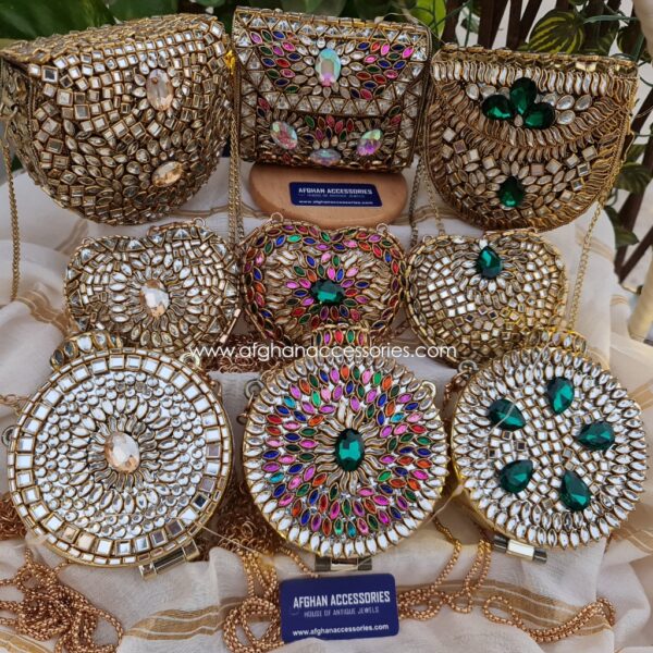 Kundan mini heart clutch/bag