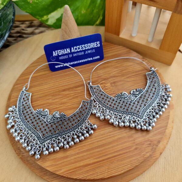 Antique oxidized oversized PEACOCK chandbali