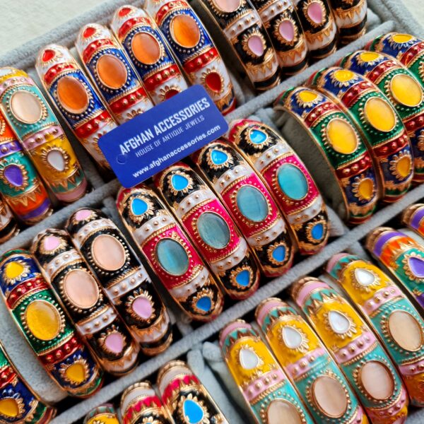 Antique meenakari openable stone bangles pack of 4