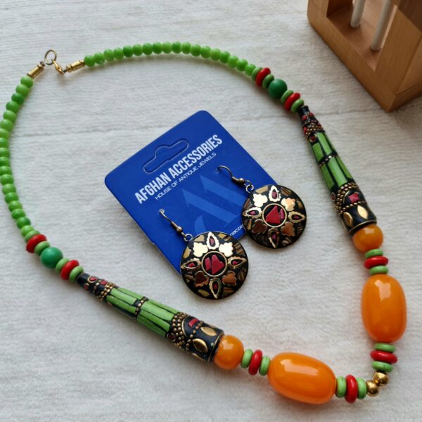 Antique mosaic stone mala set