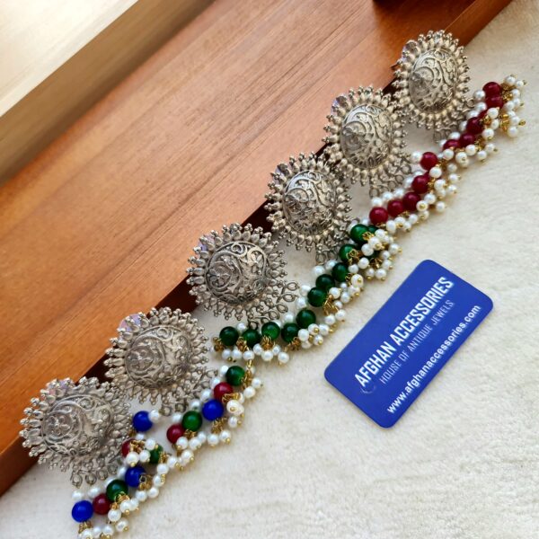 Antique oxidized phulkari Bandhai earings