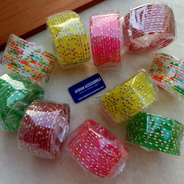 Raindrop inspired kaanch ki choori 4dozen 4 colours