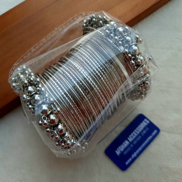 Antique oxidized mealic gajra bangles set