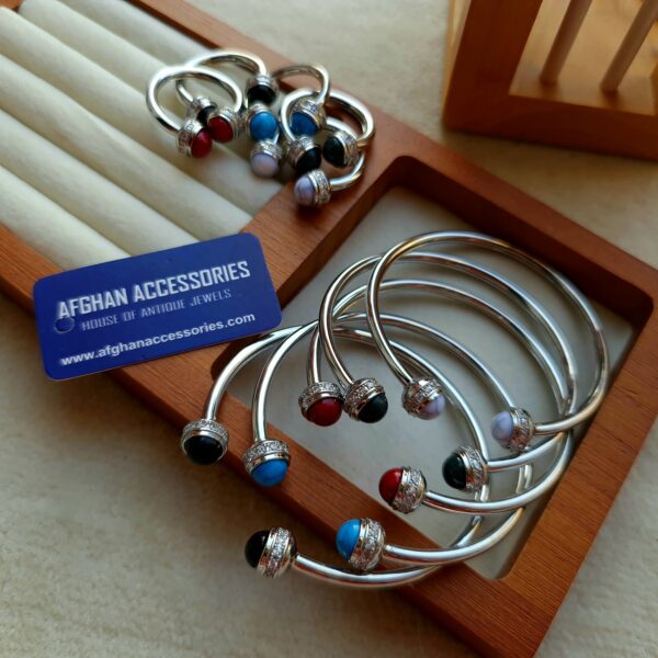 Zircon stone combo bracelet with ring