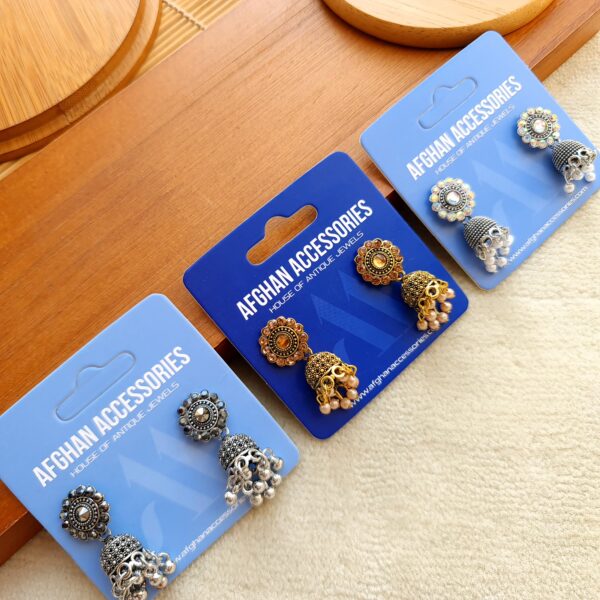 Antique oxidized pack of 3 jhumki