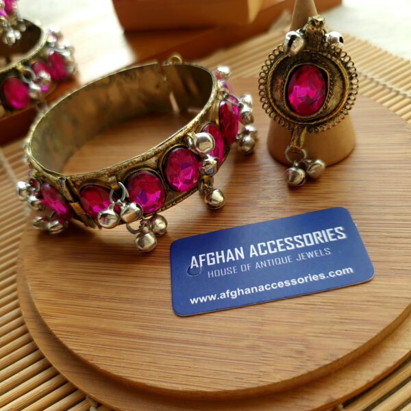 Antique handcrafted  RAQSAM bangle with  stone ring