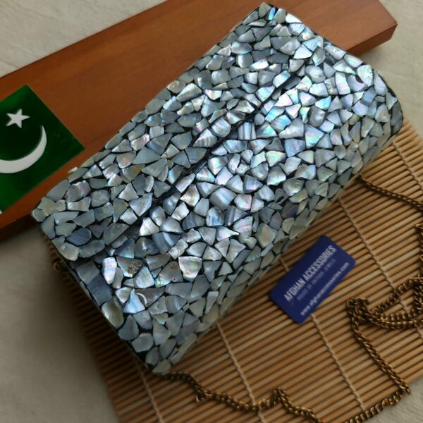 Antique handcrafted sea shell mosaic bag