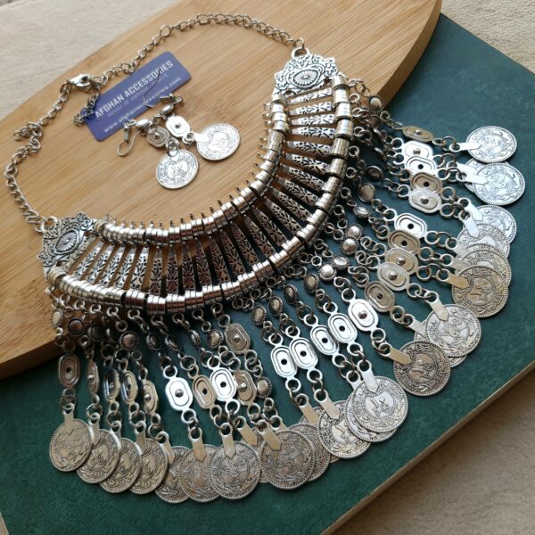 Antique oxidized boho coin necklace set