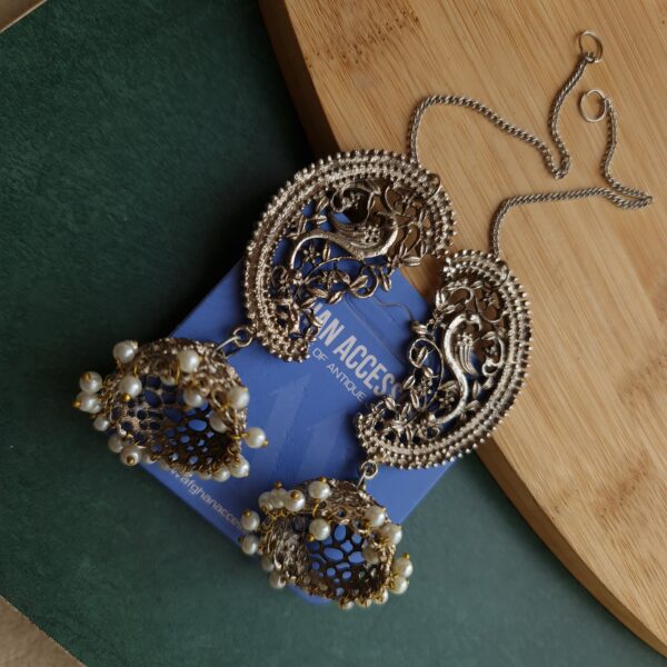 Antique oxidized earcuff statement jhumka