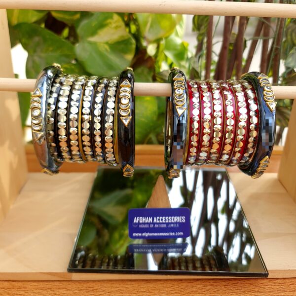 Antique jaypori shinghai marble khundan bangles set