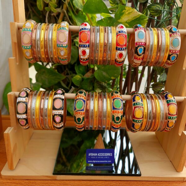 Meenakaari metalic bangles set