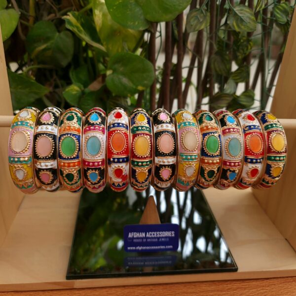 Meenakaari metalic stone bangles set