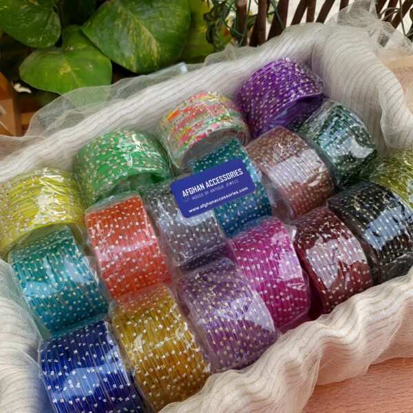 Raindrop glitter glass bangles