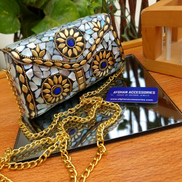 Antique handcrafted brass mosaic clutch