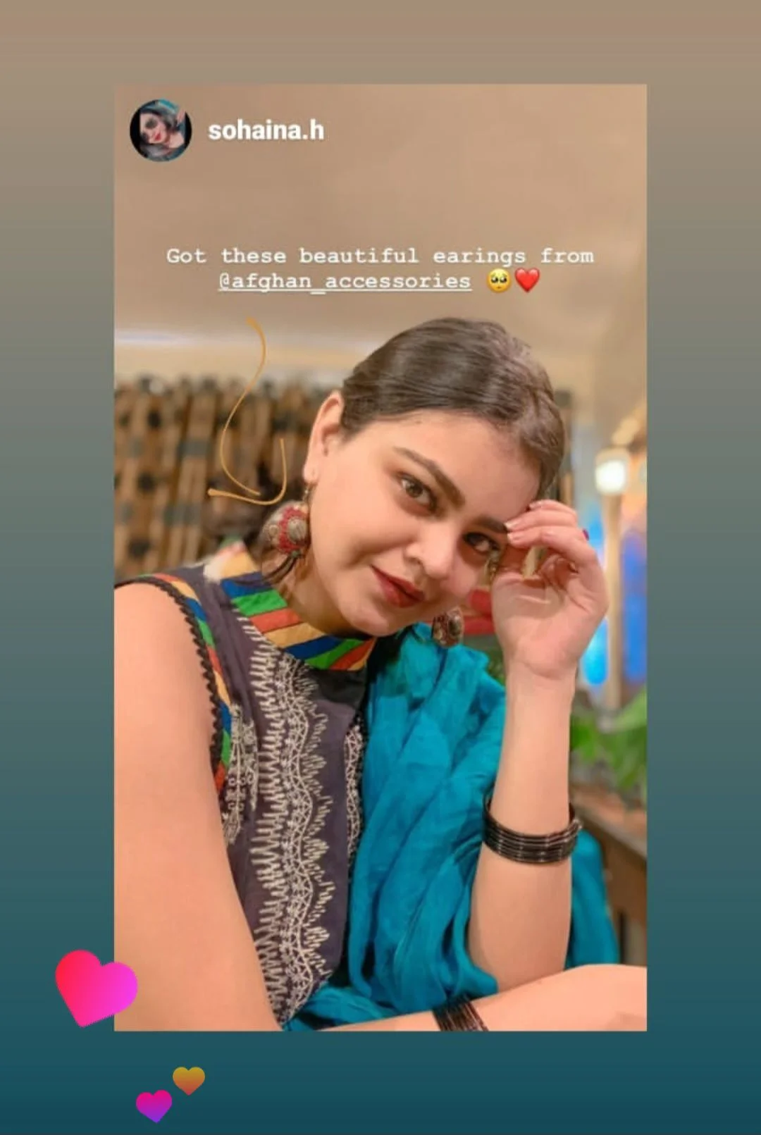 Customer wearing Afghan Accessories