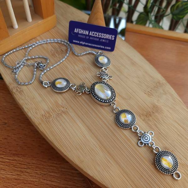 Antique oxidized premium stone mala
